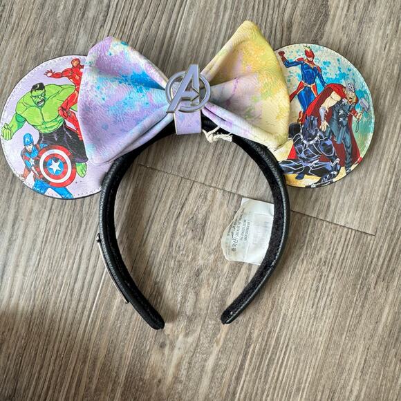 Disney Parks Loungefly Marvel Artist Series Avengers Ears Headband Removable Bow - Picture 1 of 7